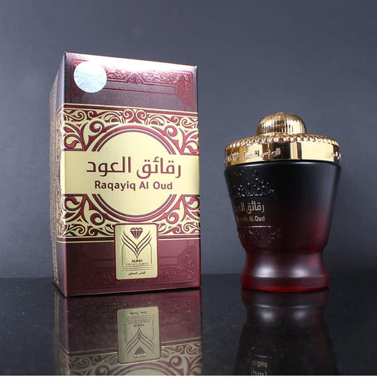 Incense Bakhoor Raqayiq Al.Oud - 50G of Authentic Arabic Wood Chip Bakhoor Incense -Aroma Lasts All Day Long - Perfect for Prayer, Namaaz, Ceremony, Meditation Al mas perfume