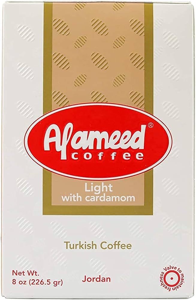 Al Ameed Gourmet Turkish Ground Coffee Light Roast with Cardamom