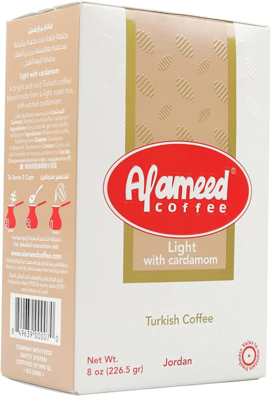 Al Ameed Gourmet Turkish Ground Coffee Light Roast with Cardamom