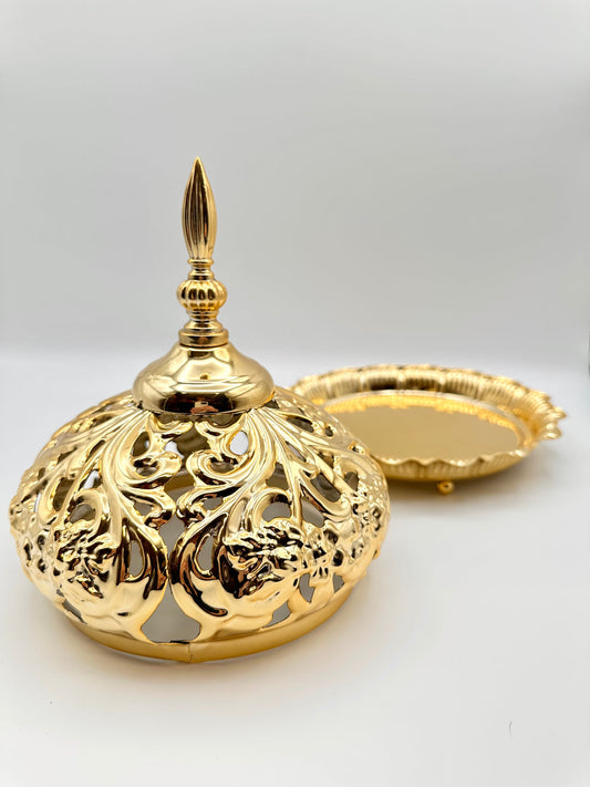 Dessert Tray with Lid -Gold