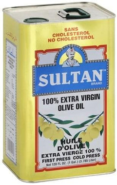 Sultan 100% Extra Virgin Olive Oil 128 Oz - Authentic Turkish Quality for Cooking and Dips