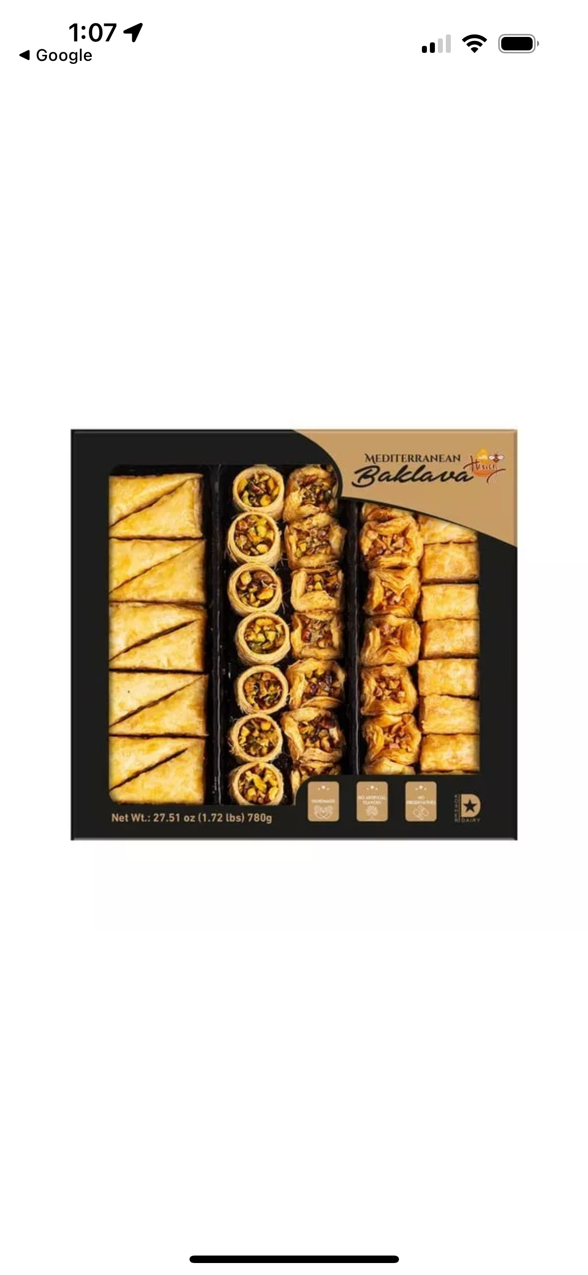 Handmade Mediterranean Baklava with Honey 27.5 oz Made in Dubai