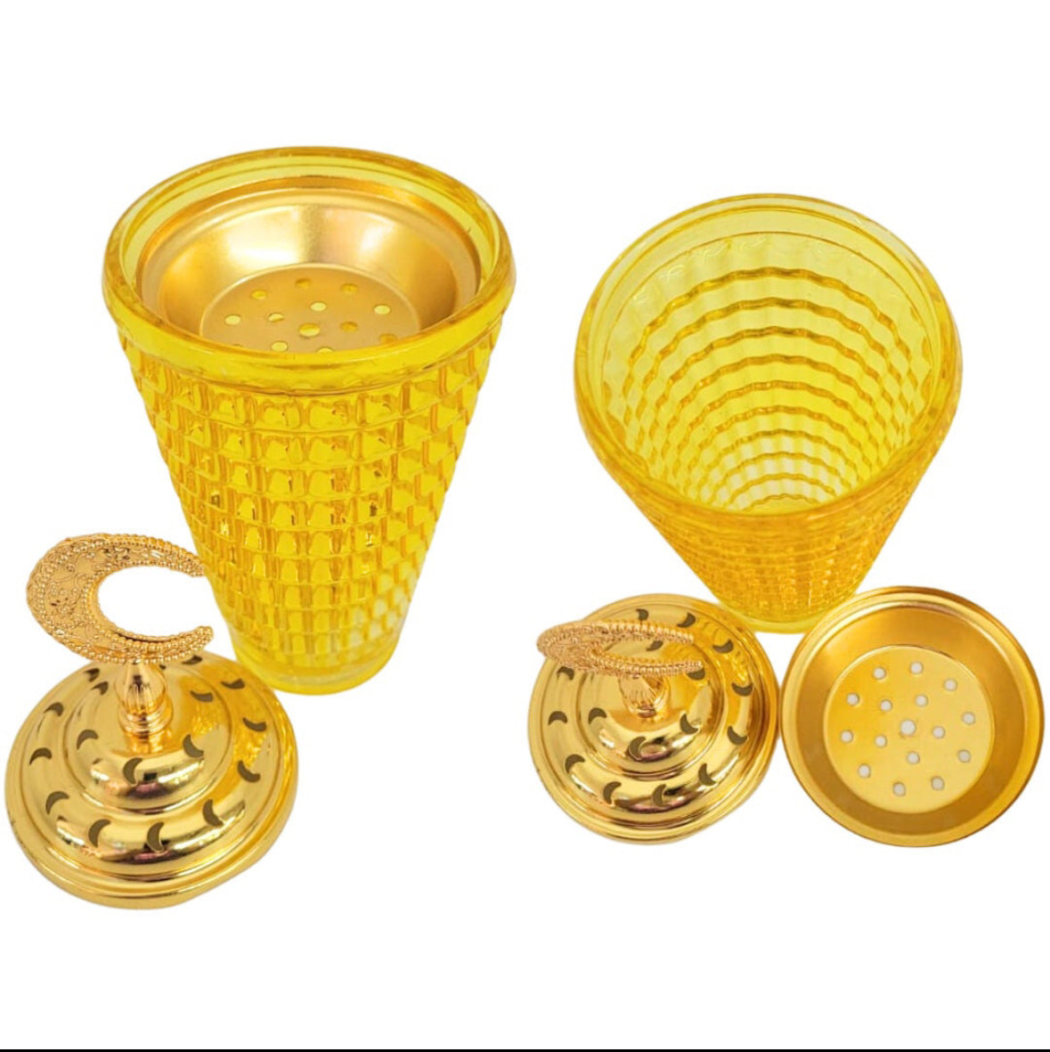 Glass Cup Design Bakhoor Burner, Yellow