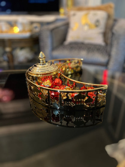 Crescent Candy/Tea Tray With Sugar Jar 2 peice