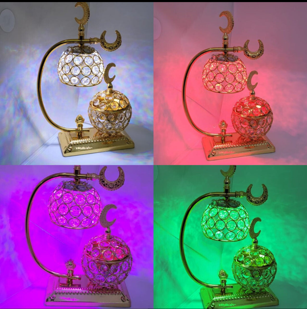 4 Different Colors Turkish Style Electric Lamp and Bakhoor Burner Set