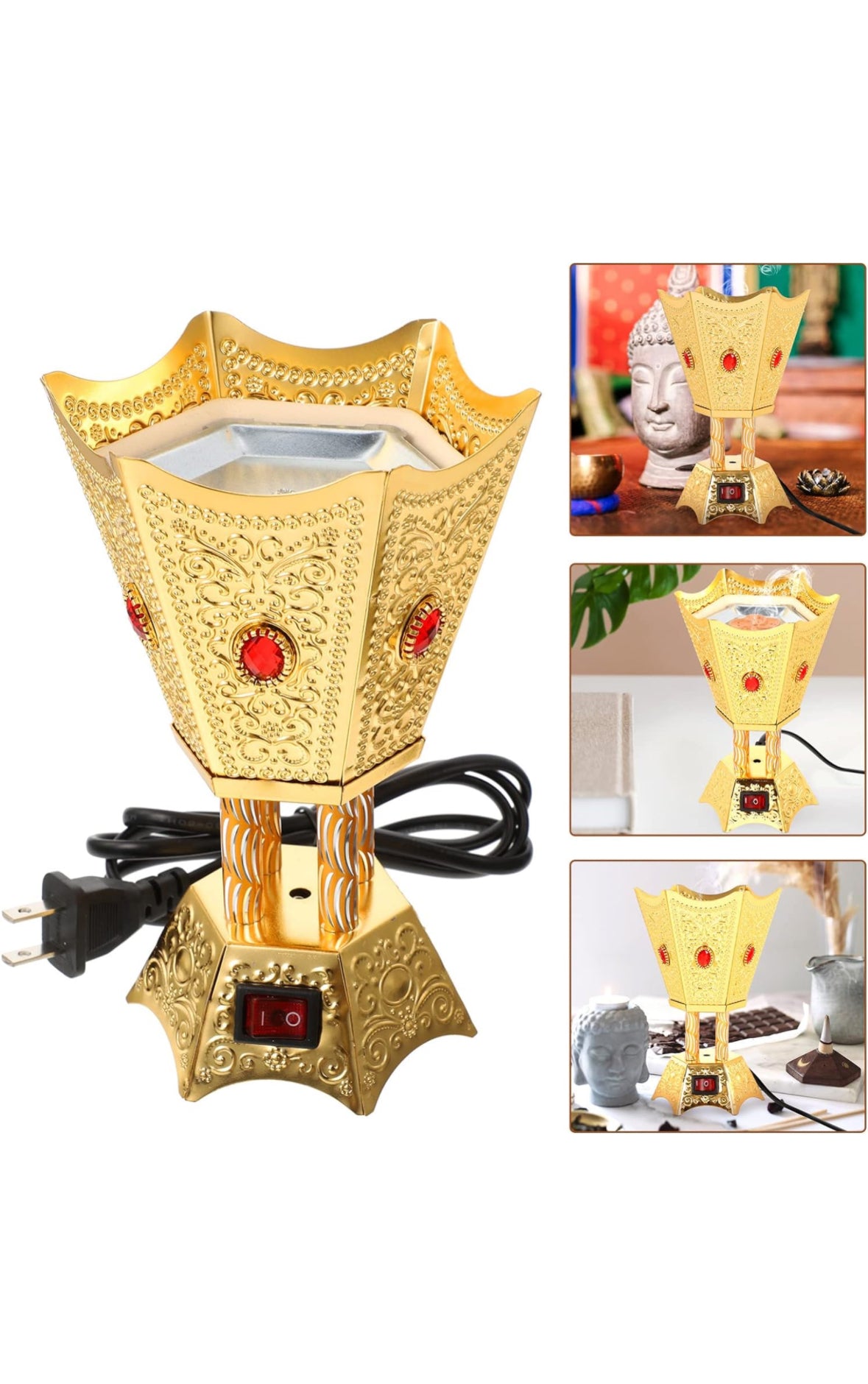 Bakhoor Electric Incense Burner Middle Eastern Style Tabletop Electric Censer Censer Metal Incense Burner for Home Office