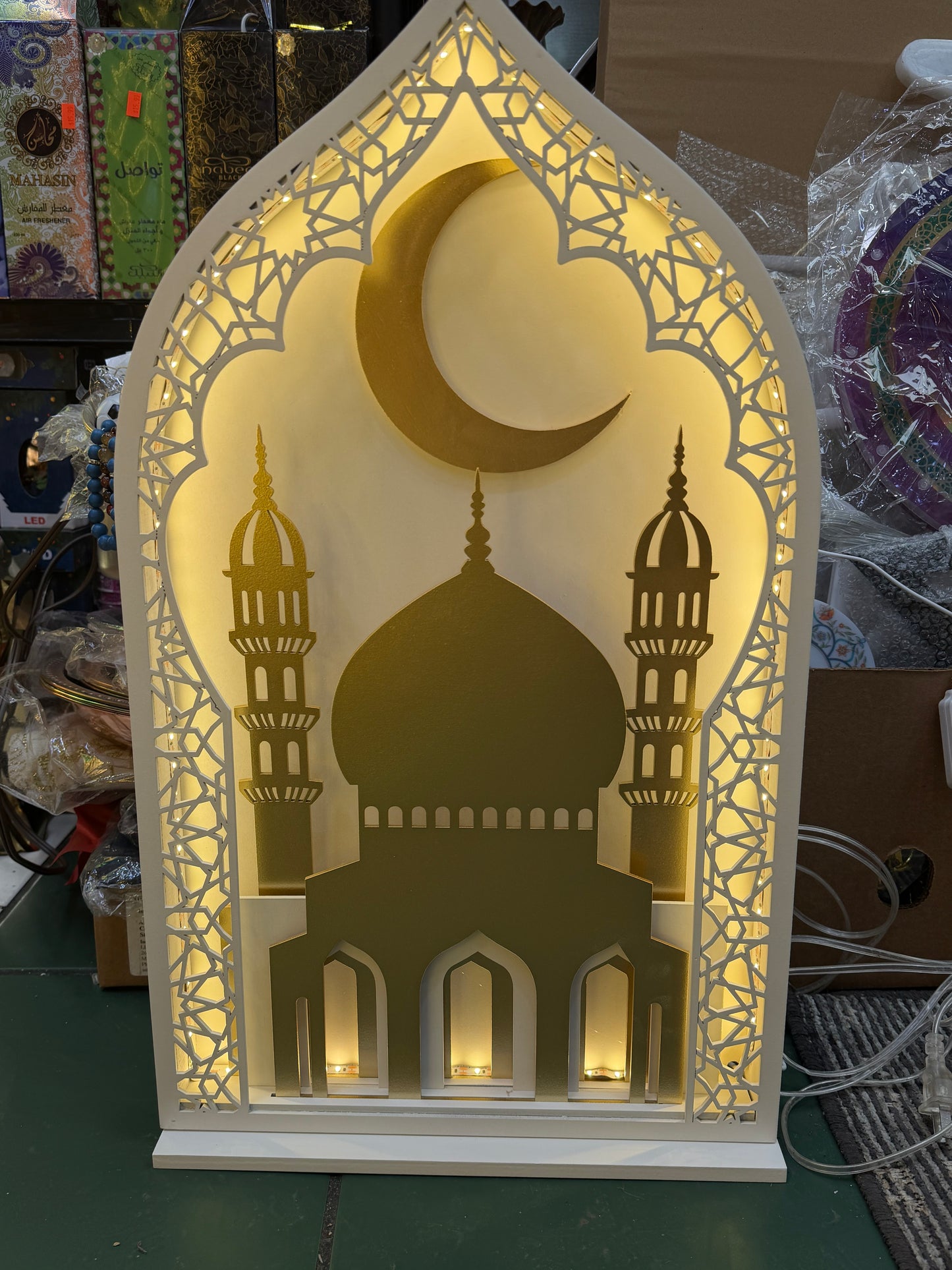 Wooden Fanoos with LED Lights