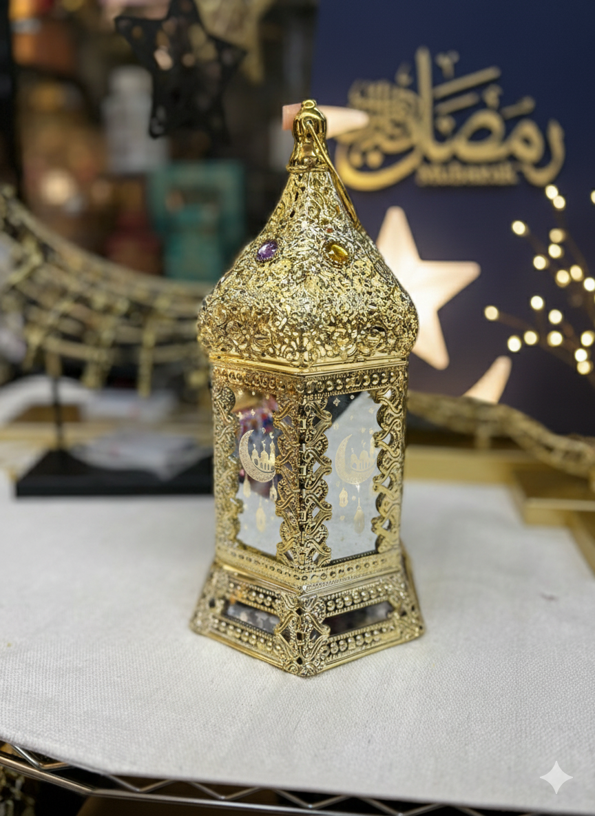 Gold Ramdan Lantern with song and Light Bundle Small + Large
