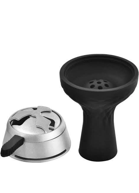 Premium Black Silicon Shisha bowl with Coal Head