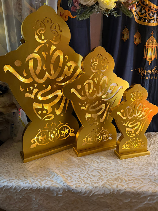 Ramadan Wooden Lanterns With Light (Battery Powered)