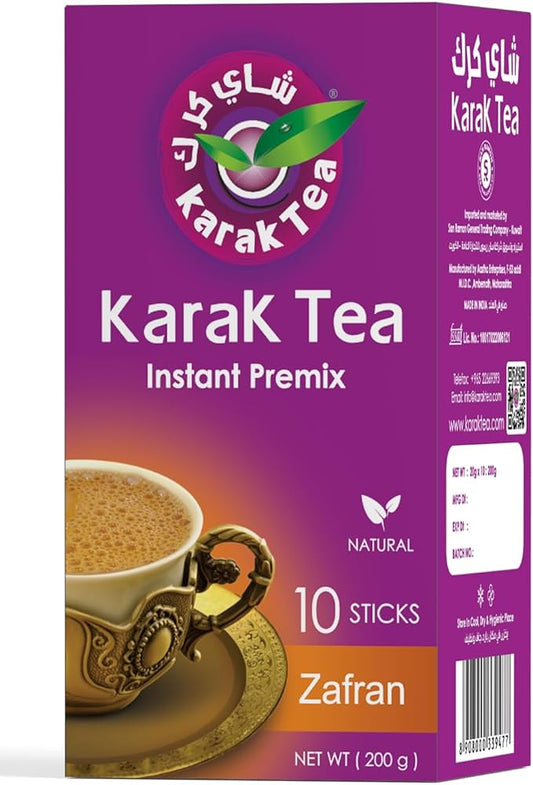 KARAK TEA Premix Powder SACHETS 200 G (Saffron) each packet 10 sachets