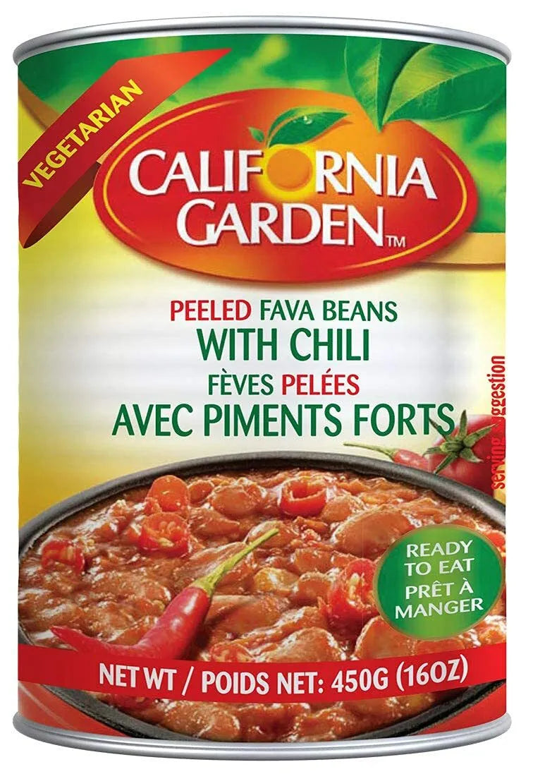 California Garden Peeled Fava Beans with Chili 16oz/450g each