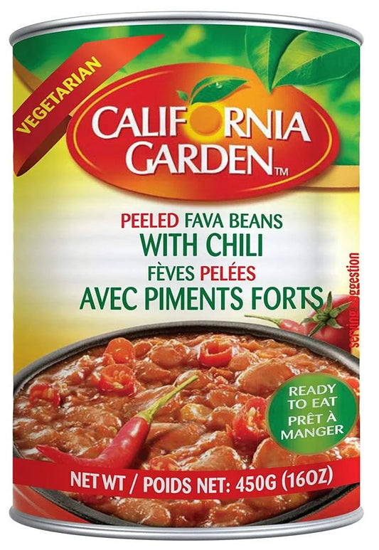 California Garden Peeled Fava Beans with Chili 16oz/450g each