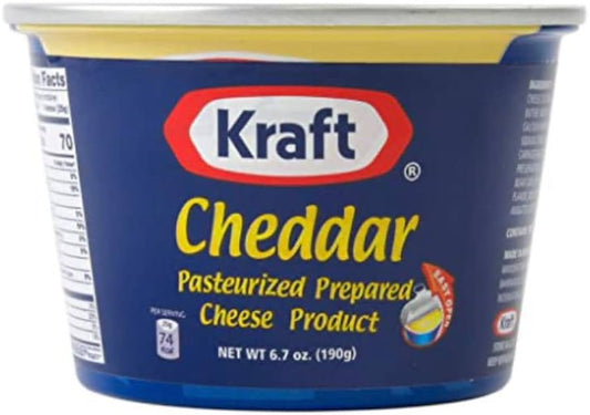 Kraft Prepared Pasturized Cheddar Cheese, Pantry Staple Cheese Spread for Crackers