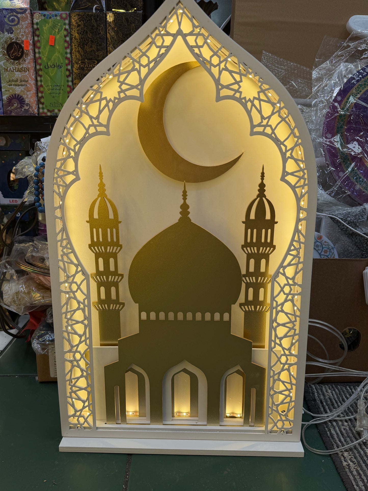 Wooden Fanoos with LED Lights