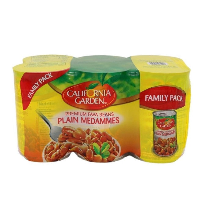 California Garden Premium Fava Beans Plain Medammes Family Pack (6x16oz)