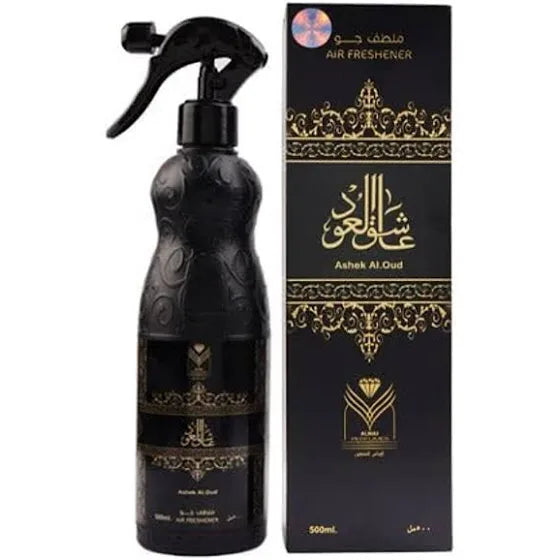 Ashek Al.Oud Air Freshener - 16.9 fl oz معطر جو عاشق العود by Almas Perfumes, Natural Aged Oud Scent, Odor Eliminator Spray