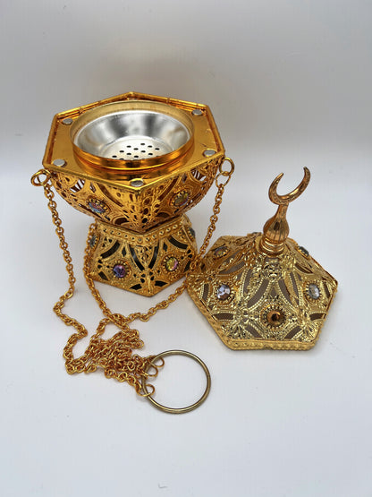 Gold Hangable Incense Burner