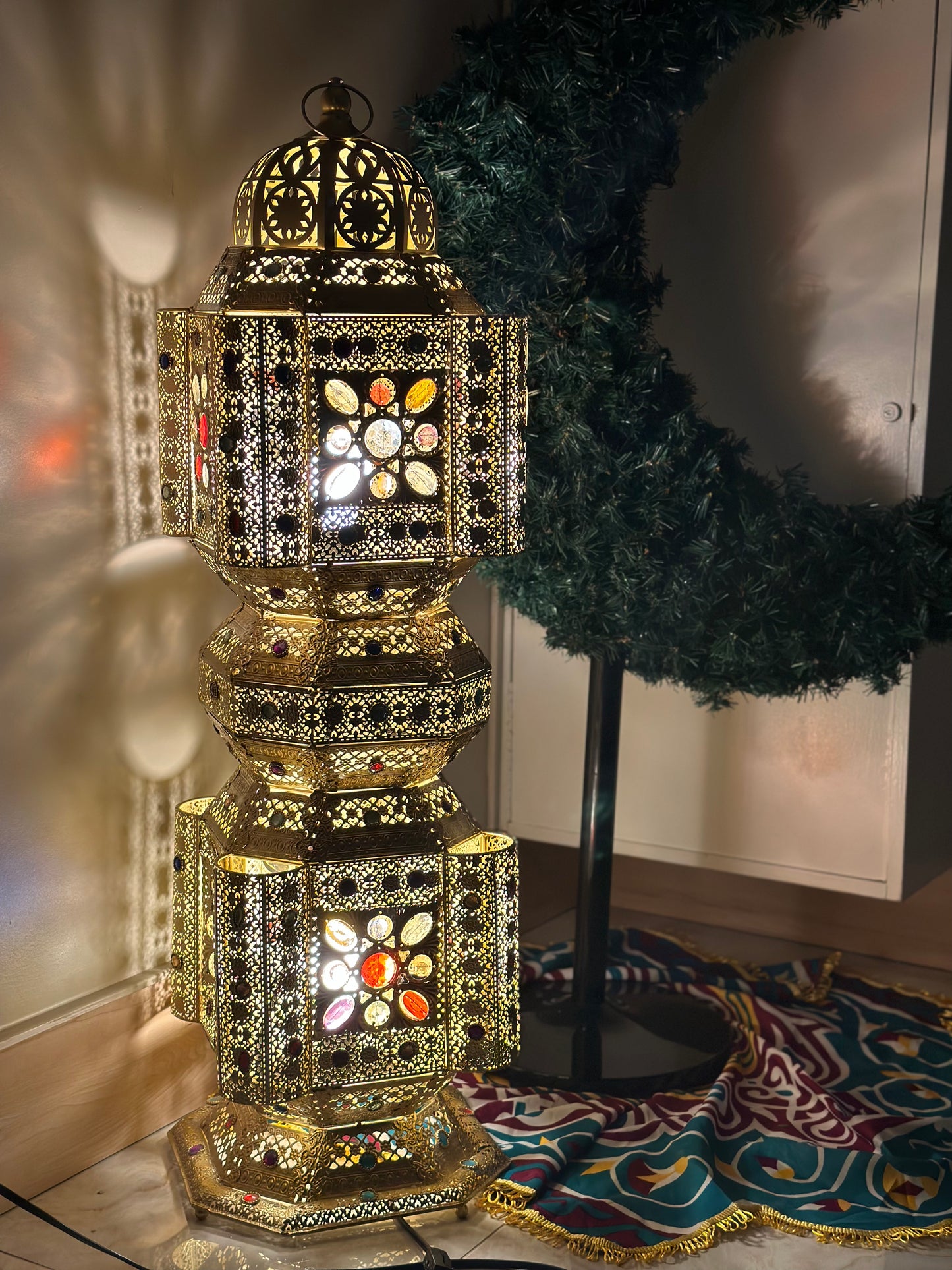 Middle Eastern Floor Lamp, Golden Arab Ramadan Lantern