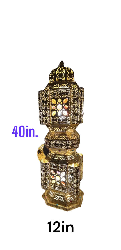 Middle Eastern Floor Lamp, Golden Arab Ramadan Lantern